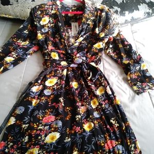 Boohoo Floral print wrap midi dress